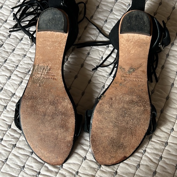 Sandals Black velvet with fringe - Picture 4 of 7